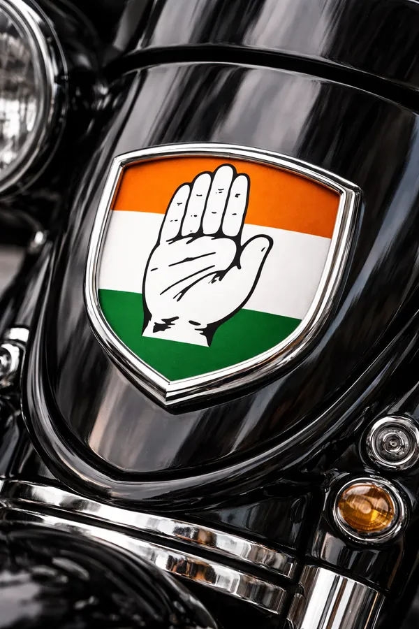 Congress_Party_Symbol_Badge_Chrome_Finish_Car_And_Bike_Emblem