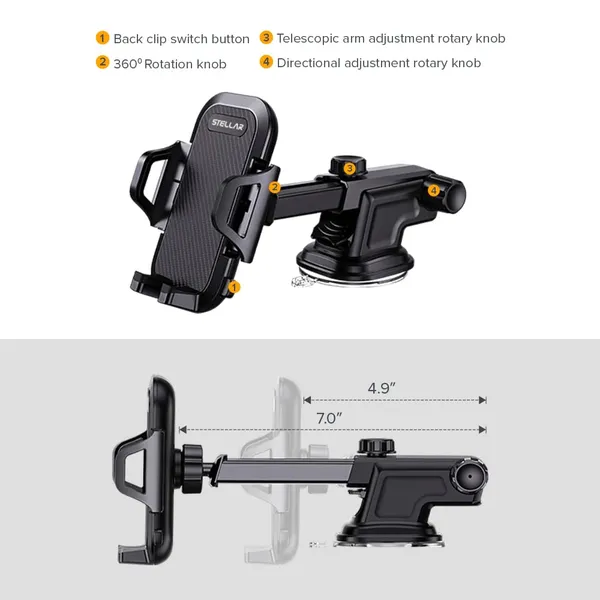 STELLAR_DRIVE_Car_Mobile_Holder_|_Strong_Suction_Dashboard_Windshield_Phone_Mount_with_Telescopic_Arm_&_360°_Rotation_|_Universal_Car_Phone_Holder_for_4.7–7_Inch_Smartphones_|_XH-05