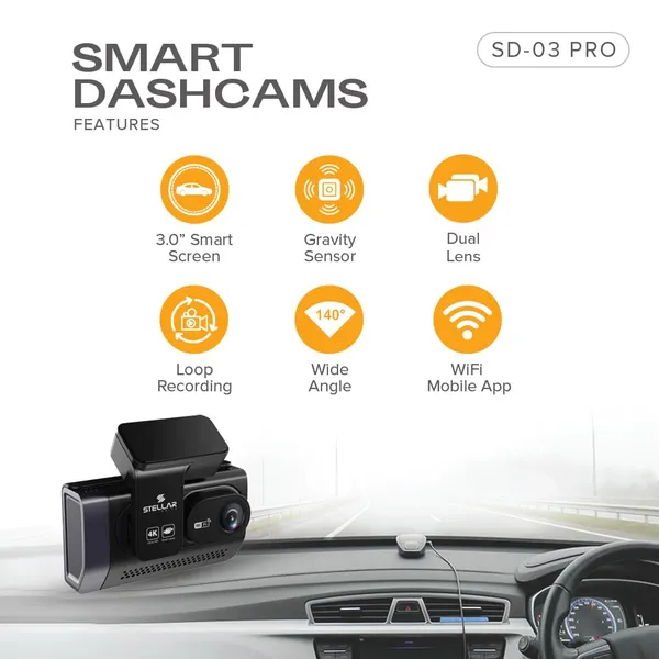 STELLAR_DRIVE_SD-03_Pro_4k_Dual_Dash_Cam_|_4K_Front_+_2.5K_Rear_Camera_|_WiFi_App_Control_|_HD_Resolution_|_3.0”_IPS_Screen_|_Night_Vision_|_140°_Wide_Angle_|_Loop_Recording_|_G-Sensor