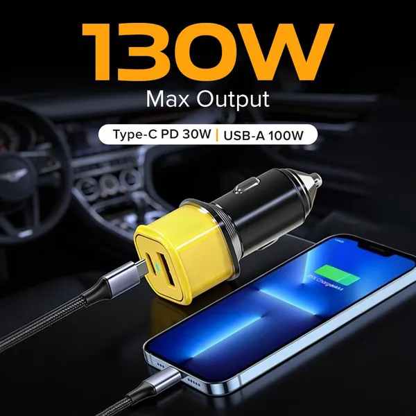 Stellar_Drive_Fast_Car_Charger_with_Dual_Output_|_Max_output-130W_|_Dual_Port_USB-A_100W_+_Type-C_PD_30W_|_Smart_Safety_Chip_|_Compatible_with_All_Smartphones,_iPad,_Tablets,_MacBooks_-_XC-36