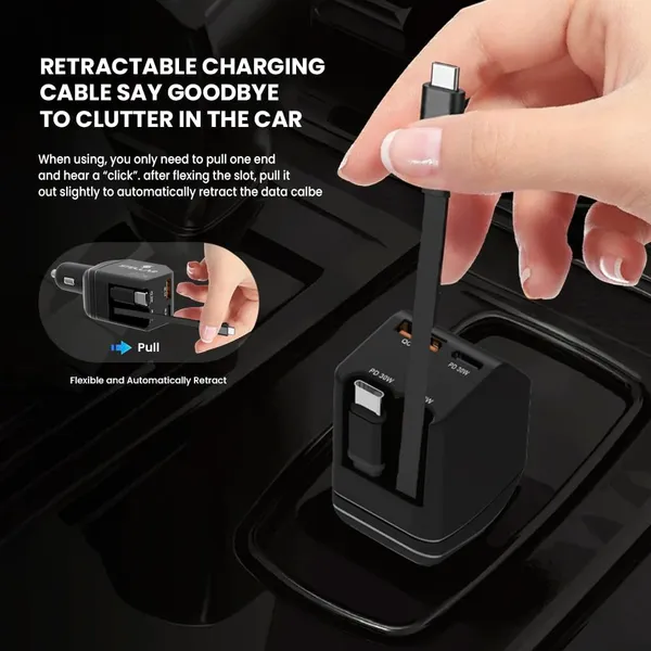 Stellar_Drive_XC-11_4-in-1_Car_Charger_90W,_Built-in_Retractable_USB-C_Cables,_USB-C_PD_30W_+_QC_3.0,_Super_Fast_Charging,_Compact_Car_Phone_Charger_iPhone_Android_Tablet_GPS_–_Matte_Black