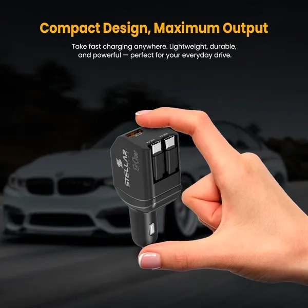 Stellar_Drive_XC-11_4-in-1_Car_Charger_90W,_Built-in_Retractable_USB-C_Cables,_USB-C_PD_30W_+_QC_3.0,_Super_Fast_Charging,_Compact_Car_Phone_Charger_iPhone_Android_Tablet_GPS_–_Matte_Black