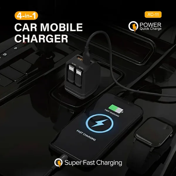 Stellar_Drive_XC-11_4-in-1_Car_Charger_90W,_Built-in_Retractable_USB-C_Cables,_USB-C_PD_30W_+_QC_3.0,_Super_Fast_Charging,_Compact_Car_Phone_Charger_iPhone_Android_Tablet_GPS_–_Matte_Black