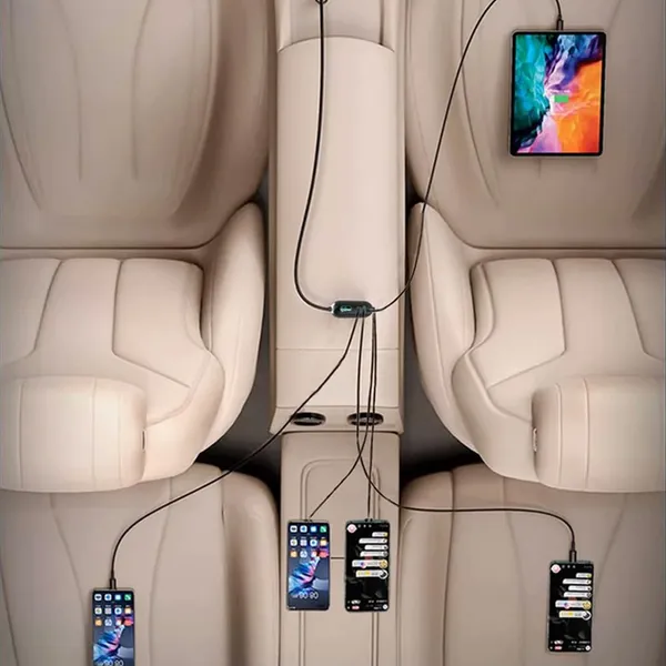 Stellar_Drive_XC-13_112W_Car_Charger_Fast_Charging,_5-in-1_USB_C_&_USB_A_Multi_Port_with_1.5M_Extension_Cable,_QC3.0_Super_Fast_Car_Phone_Charger_for_iPhone_Android_iPad_–_Space_Gray