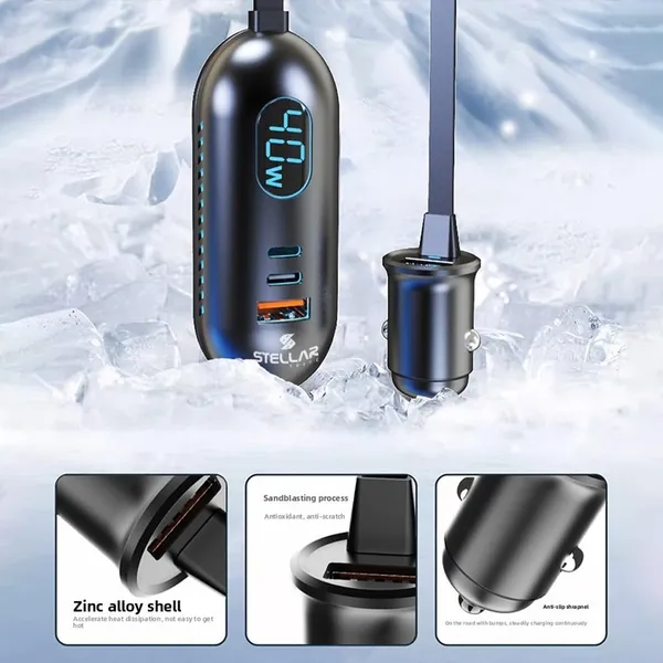Stellar_Drive_XC-13_112W_Car_Charger_Fast_Charging,_5-in-1_USB_C_&_USB_A_Multi_Port_with_1.5M_Extension_Cable,_QC3.0_Super_Fast_Car_Phone_Charger_for_iPhone_Android_iPad_–_Space_Gray