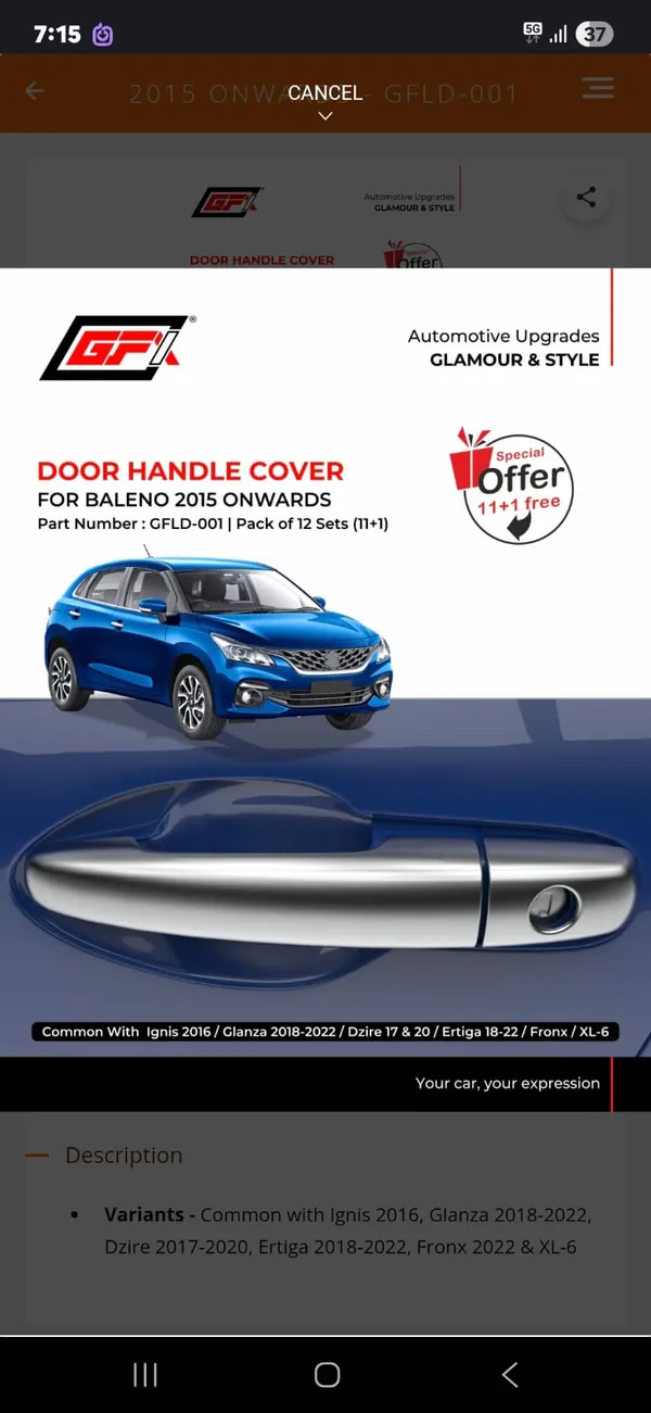 Gfi_Door_Handle_Cover_For_Baleno_2015_Onwards_Chrome_Finish