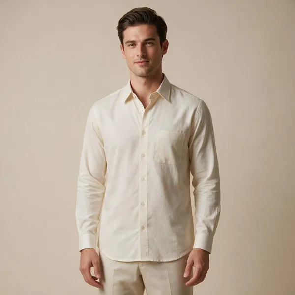Ivory_Cotton_Linen_Shirt_For_Men