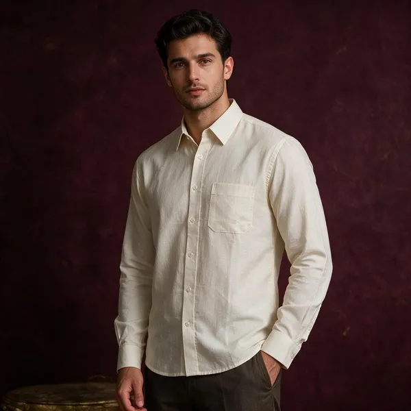 Ivory_Cotton_Linen_Shirt_For_Men