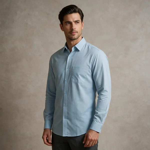 Light_Blue_Cotton_Linen_Shirt_For_Men