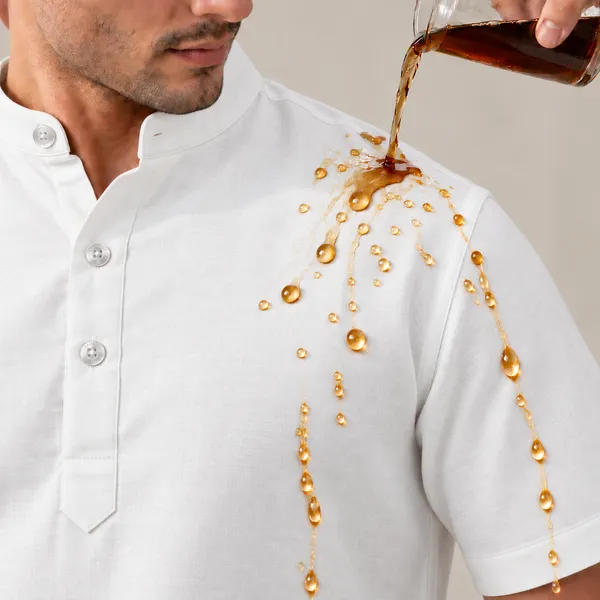 White_Hemp_Half_Sleeve_Short_Kurta_For_Men