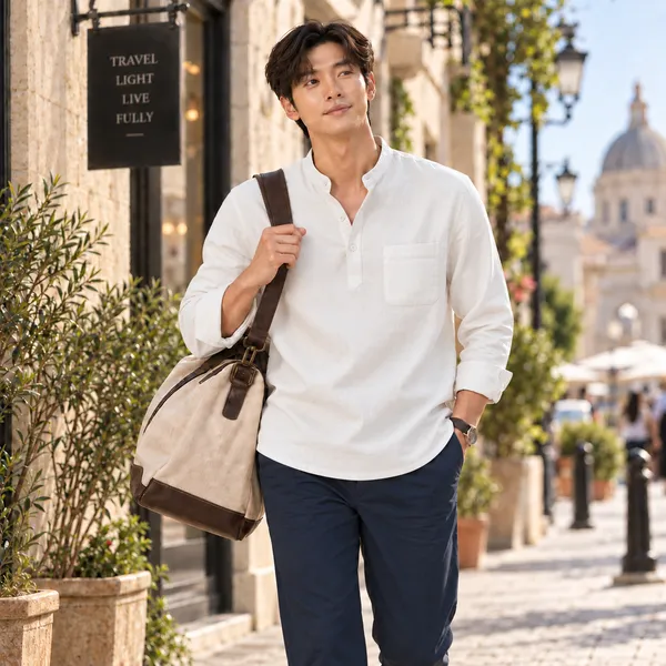 White_Hemp_Full_Sleeve_Short_Kurta_For_Men