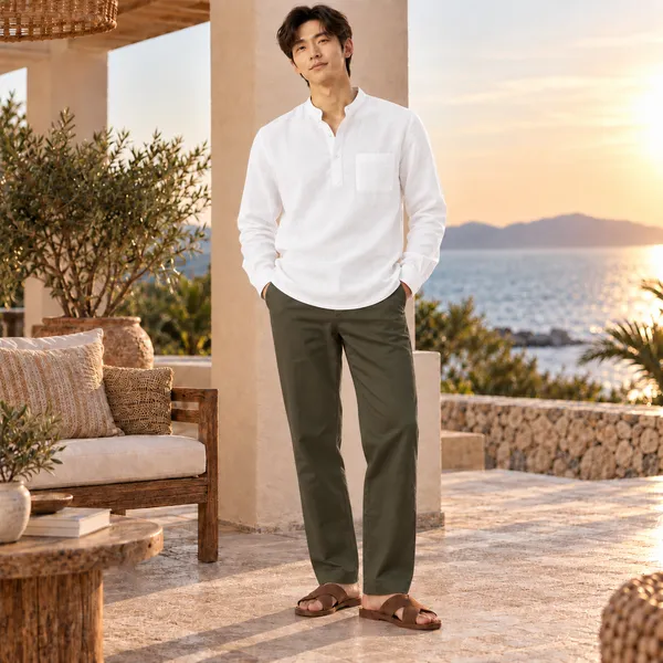 White_Hemp_Full_Sleeve_Short_Kurta_For_Men