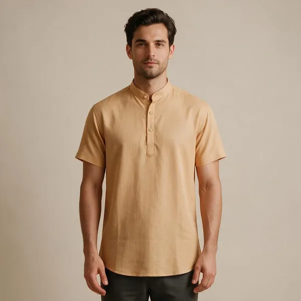 Honey_Hemp_Half_Sleeve_Short_Kurta_For_Men