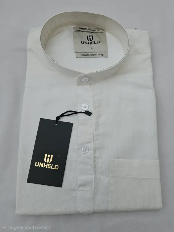 White_Hemp_Full_Sleeve_Short_Kurta_For_Men