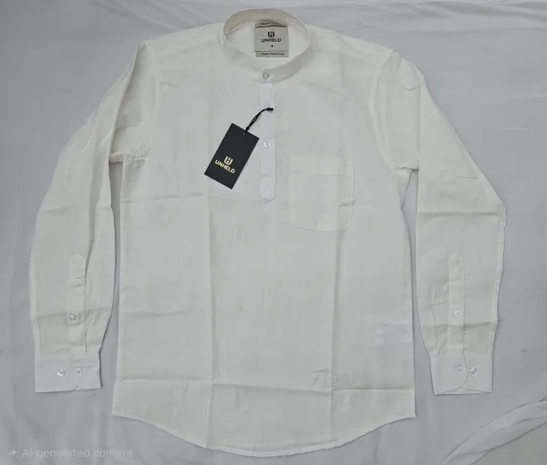 White_Hemp_Full_Sleeve_Short_Kurta_For_Men