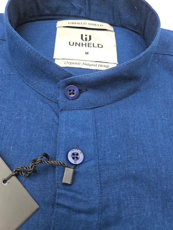 Navy_Blue_Hemp_Full_Sleeve_Short_Kurta_For_Men