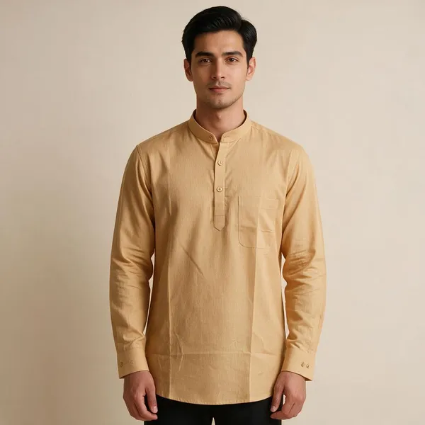 Honey_Hemp_Full_Sleeve_Short_Kurta_For_Men