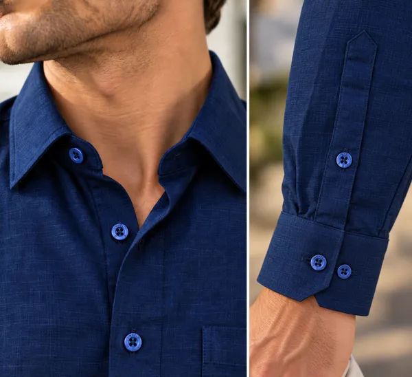 Navy_Blue_Cotton_Linen_Shirt_For_Men