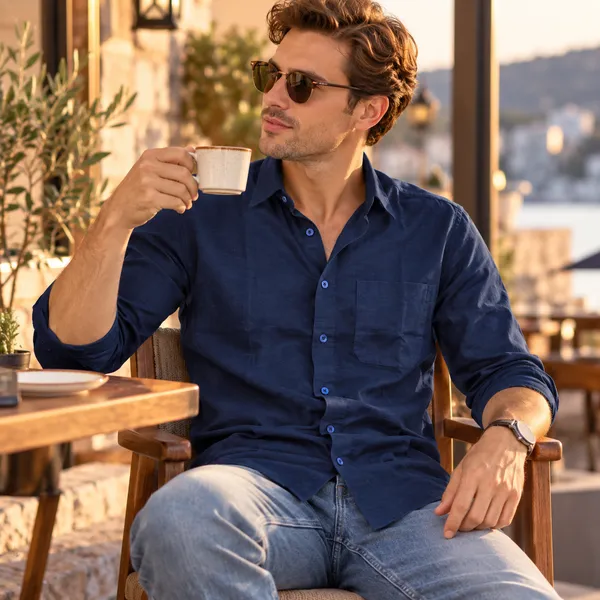 Navy_Blue_Cotton_Linen_Shirt_For_Men