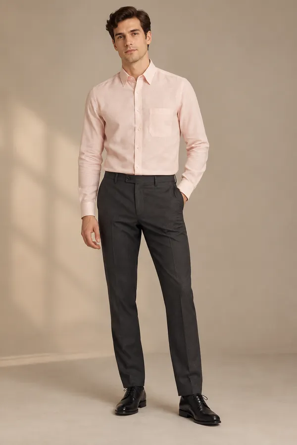 Peach_Cotton_Linen_Shirt_For_Men