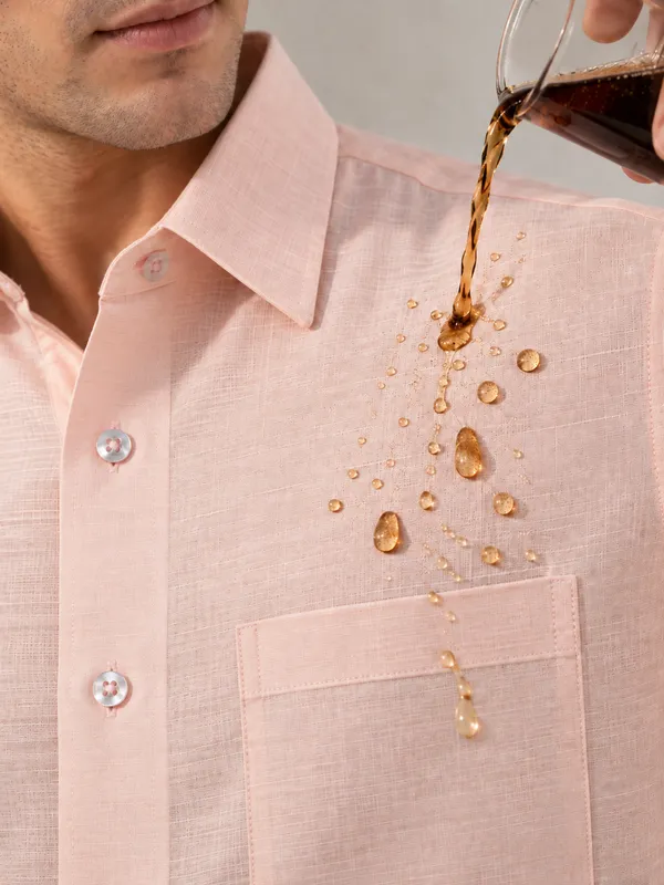 Peach_Cotton_Linen_Shirt_For_Men