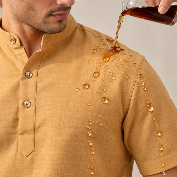 Honey_Hemp_Half_Sleeve_Short_Kurta_For_Men