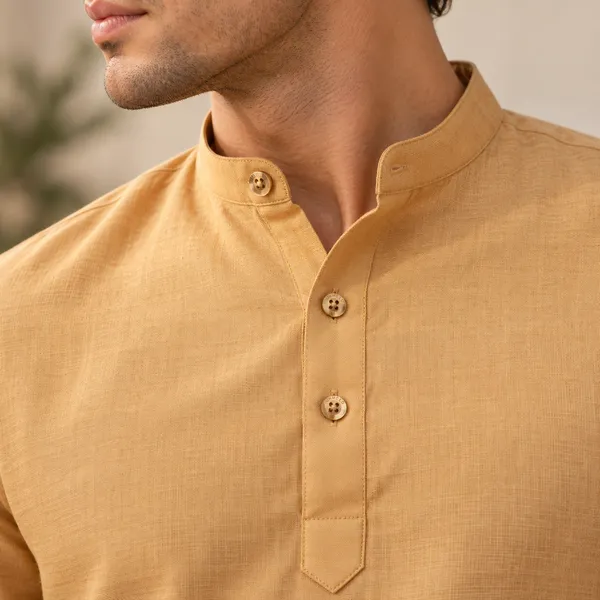 Honey_Hemp_Half_Sleeve_Short_Kurta_For_Men