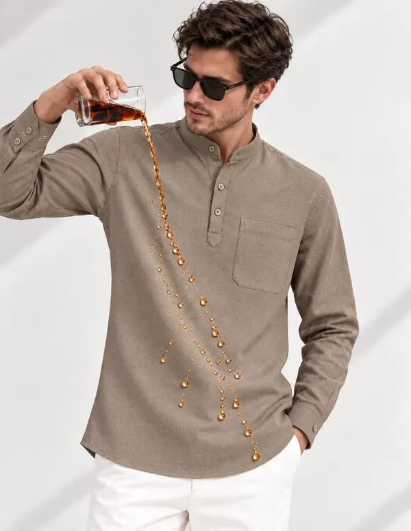 Sand_Hemp_Full_Sleeve_Short_Kurta_For_Men