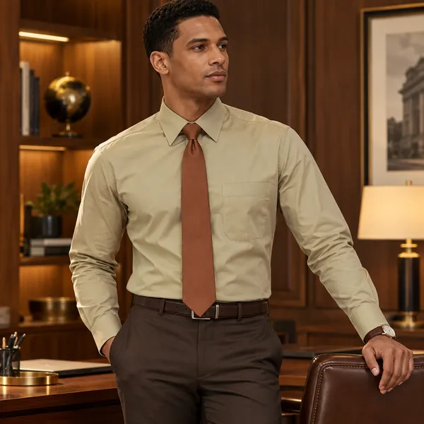 Olive_Egyptian_Giza_Cotton_Shirt_For_Men