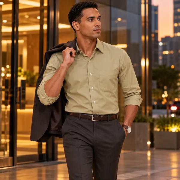 Olive_Egyptian_Giza_Cotton_Shirt_For_Men