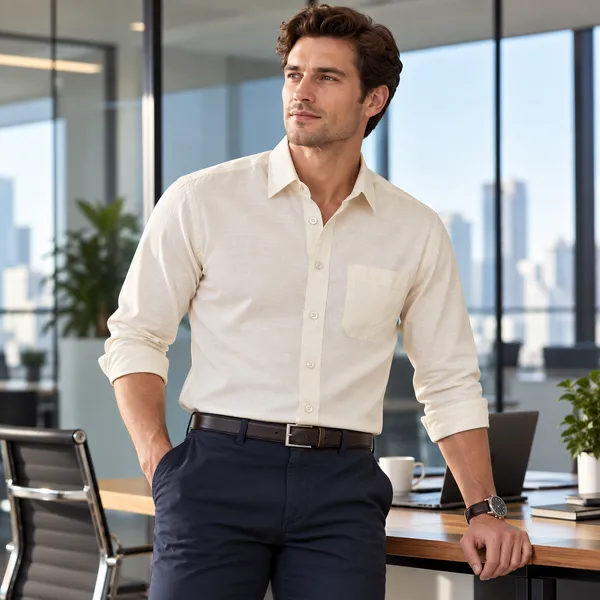 Ivory_Cotton_Linen_Shirt_For_Men