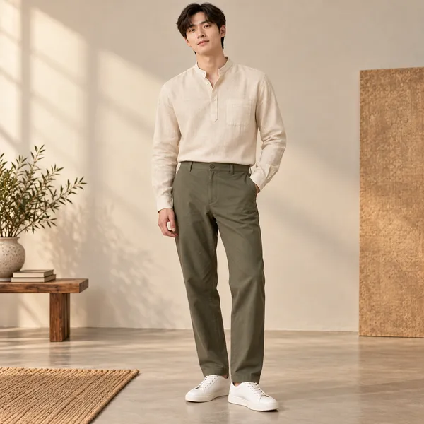 Natural_Hemp_Full_Sleeve_Short_Kurta_For_Men