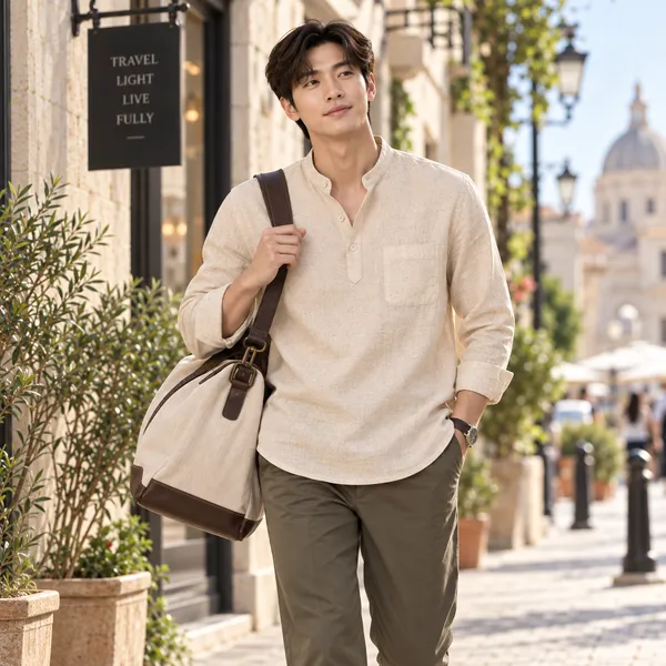 Natural_Hemp_Full_Sleeve_Short_Kurta_For_Men