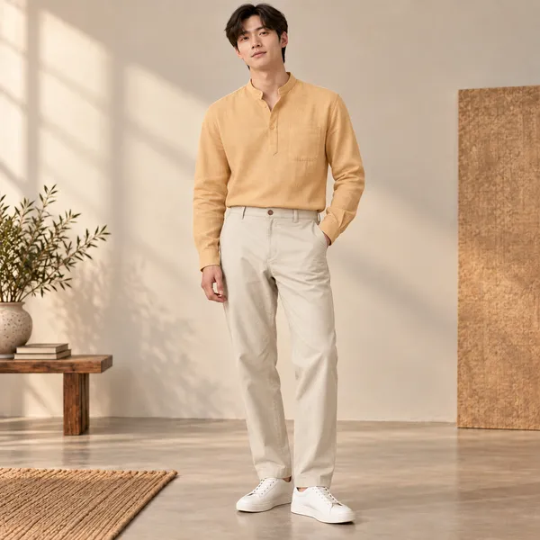 Honey_Hemp_Full_Sleeve_Short_Kurta_For_Men