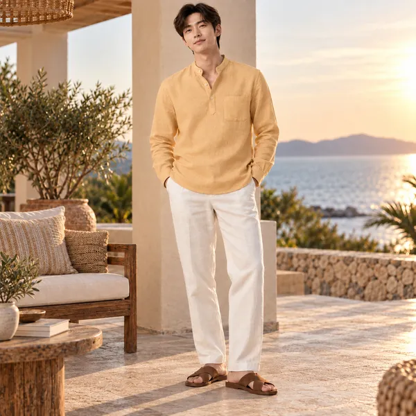 Honey_Hemp_Full_Sleeve_Short_Kurta_For_Men