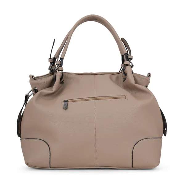 Signature_Beige_Leather_Adjustable_Handle_Handbag_For_Women