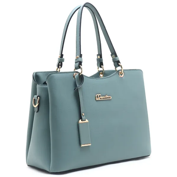 Signature_Blue_Faux_Leather_Adjustable_Strap_Handbag_For_Women