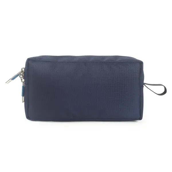 Signature_Navy_Blue_Fabric_Multi_Compartment_Wristlet_Travel_Pouch_For_Women