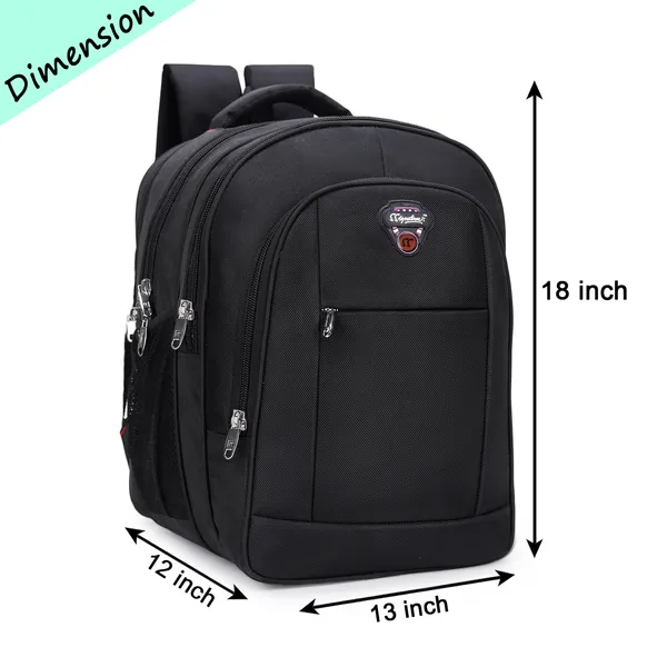 Signature_Black_Fabric_Multi_Compartment_18_Inch_Backpack_For_Students_Professionals_Travelers