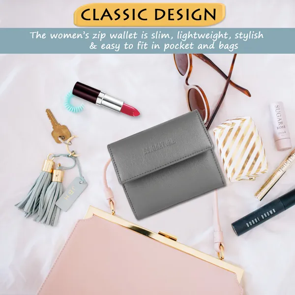 Signature_Grey_Leather_Tri_Fold_Coin_Pocket_Wallet_For_Men