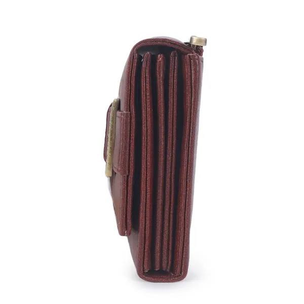 Signature_Maroon_Faux_Leather_Buckle_Detail_Wallet_For_Women