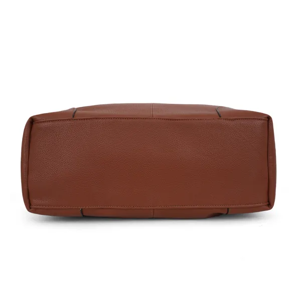 Signature_Brown_Leather_Adjustable_Strap_Handbag_For_Women