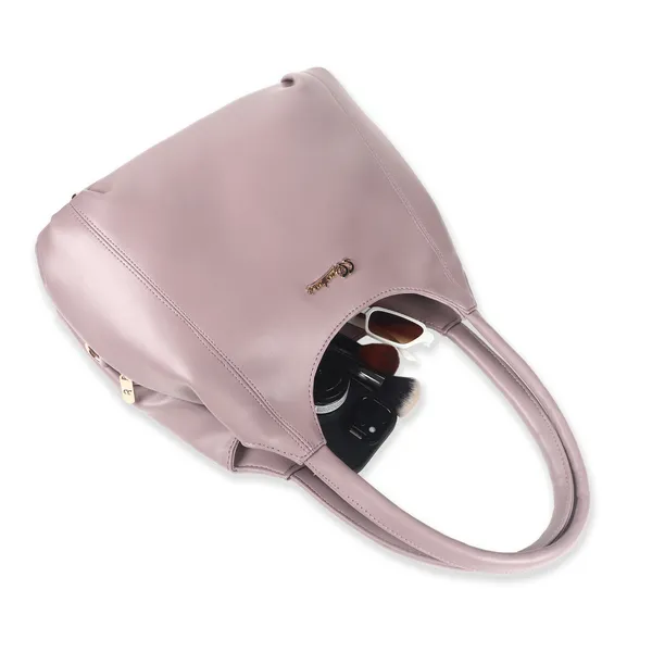 Signature_Pink_Faux_Leather_Metallic_Finish_Shoulder_Bag_For_Women