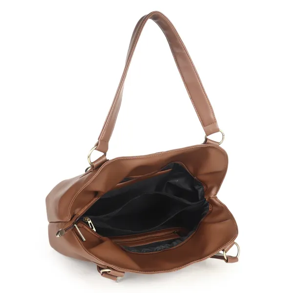 Signature_Brown_Faux_Leather_Handbag_For_Women