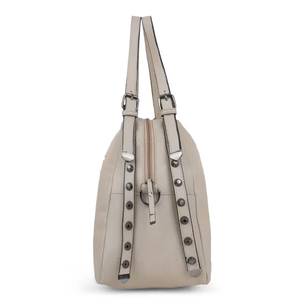 Signature_Beige_Faux_Leather_Adjustable_Strap_Hobo_Handbag_For_Women