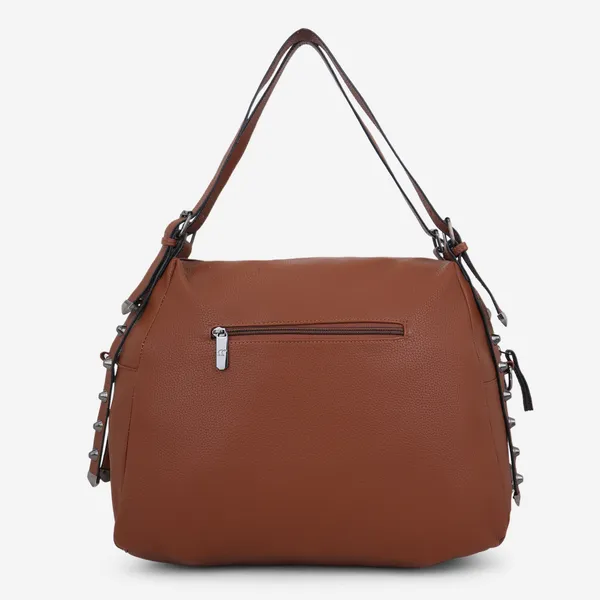 Signature_Brown_Leather_Adjustable_Strap_Handbag_For_Women