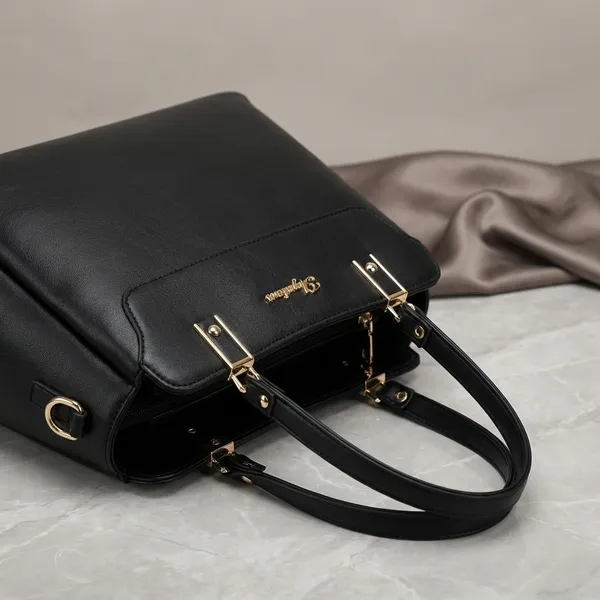 Signature_Multicolor_Faux_Leather_Detachable_Strap_Satchel_Handbag_For_Women