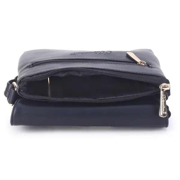 Signature_Navy_Blue_Faux_Leather_Metal_Buckle_Sling_Bag