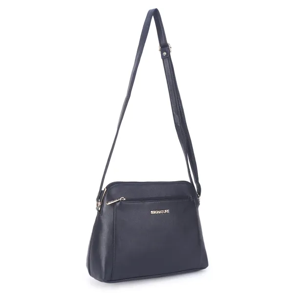 Signature_Navy_Blue_Faux_Leather_Multi_Compartment_Sling_Bag_For_Women