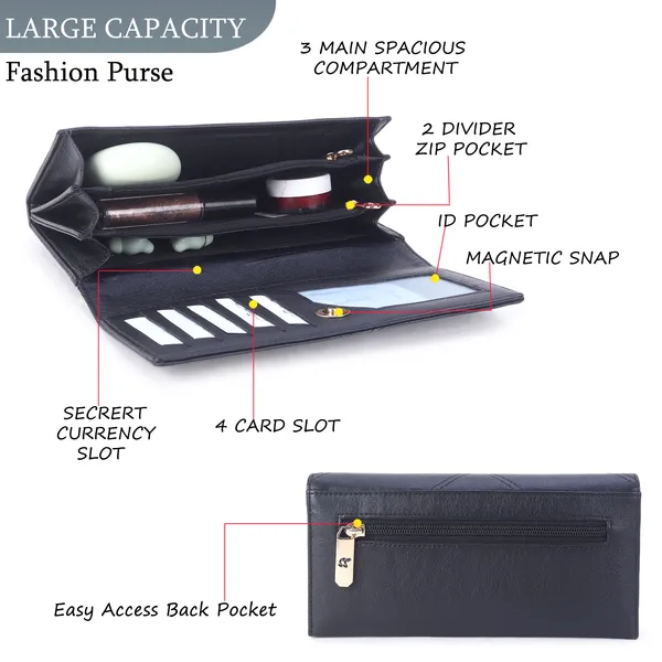 Signature_Black_Quilted_Faux_Leather_Diamond_Pattern_Long_Wallet